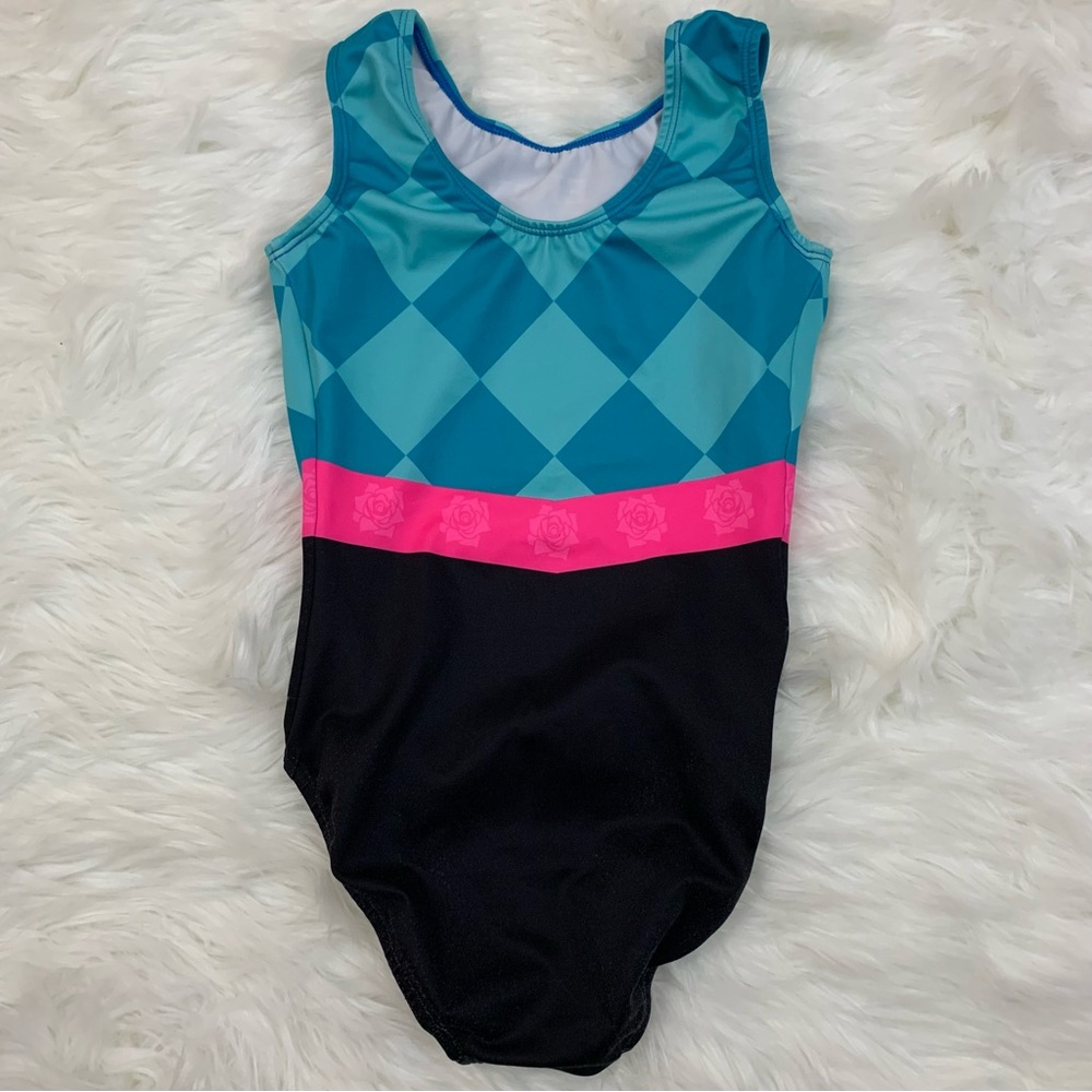 GK Derby Classic Checkered Gymnastics Sleeveless Leotard - Picture 6 of 7